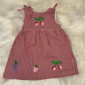 Vintage Seersucker red/white girls sundress approx size 18 months